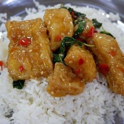 กระเพราปลาราดข้าว