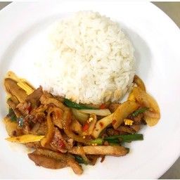 ผัดพริกเผาเป็ดราดข้าว
