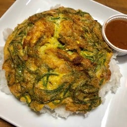 ข้าวไข่เจียวชะอม+น้ำพริกกะปิ