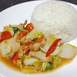 ข้าวราดผัดผักกาดขาวหมู,ไก่