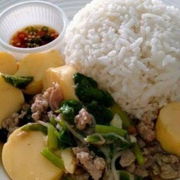 เต้าหู้ไข่หมูสับราดข้าว