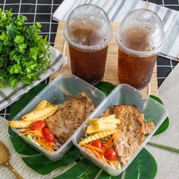 ชุด2 สเต็กหมู2+โค้ก2