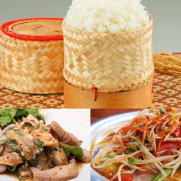 เมนูตำ + น้ำตก + ข้าว