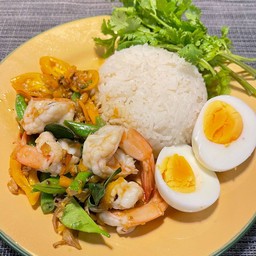 ข้าวกุ้งผัดพริกเหลือง(ไม่รวมไข่)