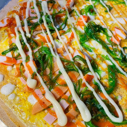 เครปยำสาหร่าย ไส้กรอก ปูอัด แฮม ไข่ข้น ชีสยืด
