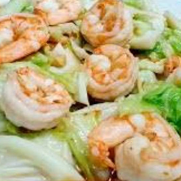 กระหล่ำปีผัดกุ้งน้ำมันหอยราดข้าว