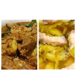 ข้าวแกงคั่วซี่โครง+ต้มจืดผักกาดดองหมูสองชั้น