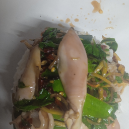 ผัดฉ่าปลาหมึกราดข้าว