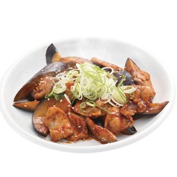 หมูและมะเขือม่วงผัดซอสมิโซะ