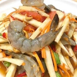 ตำยอดมะพร้าวกุ้งสด