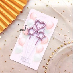 เทียนวันเกิด เซ็ท 3 ชิ้น หัวใจ&ดาว สีพิ้งค์โกลด์