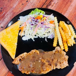 สเต็กหมูพริกไทยดำ (สันนอก)