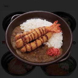 ข้าวแกงกะหรี่หน้ากุ้งชุบเกล็ดขนมปัง