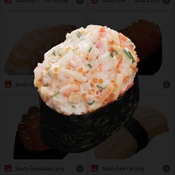 ข้าวปั้นหน้าสลัดปูอัด
