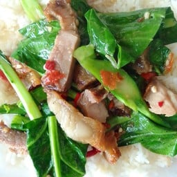 คะน้าหมูกรอบราดข้าว