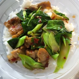 ข้าวคะน้าหมูกรอบ