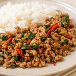 ข้าวกระเพราหมูสับ หมูสับนะคนไม่ได้สับ(อ่าล้อเล่ง)