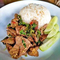 ข้าว+กระเพราตับหมู