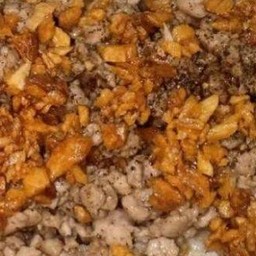 หมูสับทอดกระเทียมราดข้าว