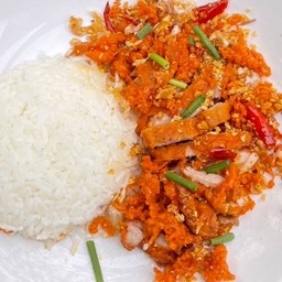 ข้าวหมูทอดคั่วพริกเกลือ