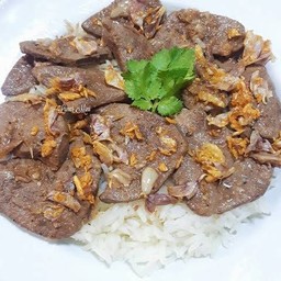 ข้าว+ตับหมูกระเทียม