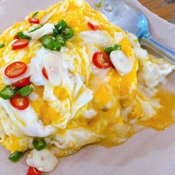 ข้าวหน้าไข่ขยี้+พริกน้ำปลามะนาวหอม