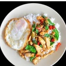 ข้าวกระเพราไก่(ฟรีไข่ดาว)