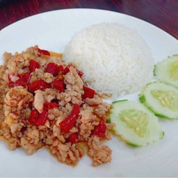 G15. ข้าวหมูสับผัดพริกแห้ง