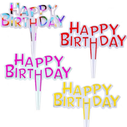ป้ายปักเค้ก Happy Birthday สีสันสดใส