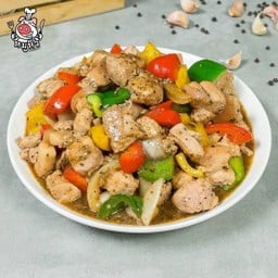 หมูผัดพริกไทยดำ กับข้าว