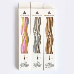 เทียนวันเกิด (โค้ง)  สีแชมเปญ สีรุ้ง (สีเงินหมด)