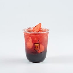 ชาสตรอว์เบอร์รี่+ไข่มุกลาวา Strawberry Tea