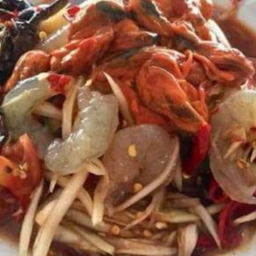 ตำลาวปู กุ้งสดหอยดอง (ไม่ใส่ปลาร้า)