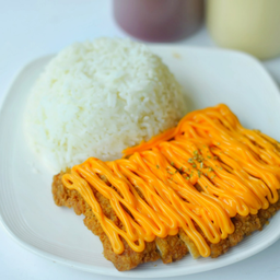 ข้าวไก่กรอบราดชีสทะลักกก