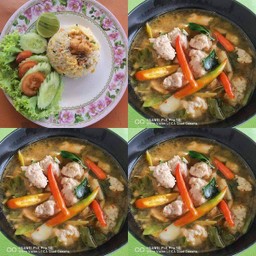 ข้าวผัดไก่+ซุปเปอร์หมูเด้ง