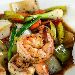 กุ้งผัดพริกไทยดำ (กุ้งเล็ก)