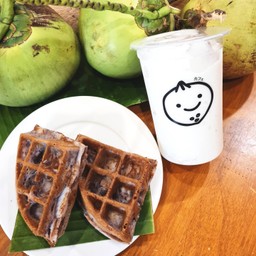 เซต B บ้าบิ่นมะพร้าวเผา คู่สมูทตี้มะพร้าวเผาโฟลทไอศครีม