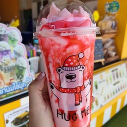 นมสดสตอเบอรี่ปั่น