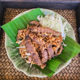 กั้งเเก้วทอดกระเทียมพริกไท กับข้าว