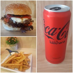Italian burger +French fries +coca cola zero