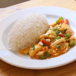 ข้าวราดสองสหายผัดผงกะหรี่