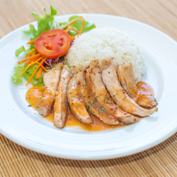 ข้าวหน้าสเต็กเทคโน หมู
