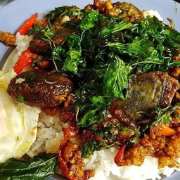 กระเพาะไข่เยี่ยวม้าราดข้าว