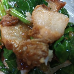 คะน้าหมูกรอบราดข้าว