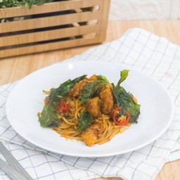 สปาเก็ตตี้กะเพราไก่กรอบ