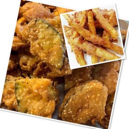 ฟักทองทอด+มันทอด