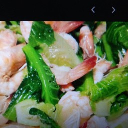ข้าวแขนงผัดกุ้งราดข้าว