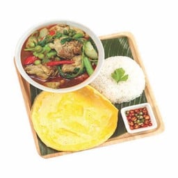 [ไข่เจียวกะเสน่ห์น้ำพริก] ข้าวไข่เจียว+แกงป่าไก่