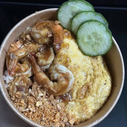 ข้าวกุ้งกระเทียม + ไข่