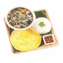 [ไข่เจียวกะเสน่ห์น้ำพริก] ข้าวไข่เจียว+แกงเห็ด